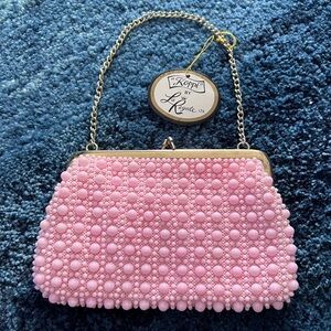 La Regale Pink Beaded Clutch